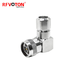 Conector N Macho de Fábrica, Ángulo Recto de <span class=keywords><strong>90</strong></span> <span class=keywords><strong>Grados</strong></span>, Montaje con Abrazadera, Coaxial sin Soldadura <span class=keywords><strong>para</strong></span> Cable LMR400 RG8 - Product Image 1