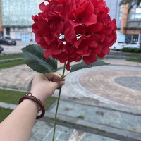 Bunga Hydrangea Sutra Buatan Berkualitas Tinggi Satu Tangkai Warna Pink Putih Biru Tahan Air untuk Dekorasi Rumah Tahun Baru Indoor/Outdoor