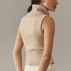 Maglione lavorato a <span class=keywords><strong>maglia</strong></span> in Cashmere e cotone misto <span class=keywords><strong>senza</strong></span> <span class=keywords><strong>maniche</strong></span> maglione lavorato a <span class=keywords><strong>maglia</strong></span> a collo alto da donna - Product Image 5