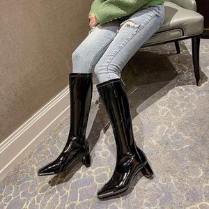 Botines de Cuero para Mujer, Novedad 2026, Punta Cuadrada, Tacón Grueso, con Cordones, Moda Casual Versátil - Product Image 6