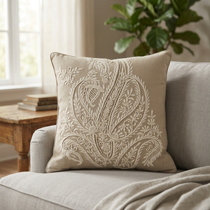 Vente en gros de housse de coussin carrée en lin avec motif de broderie solide dans un style simple - Product Image 3