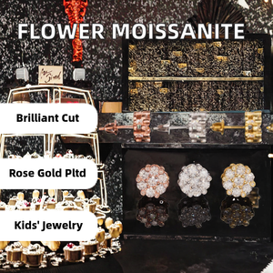 925 Sterling <b>Silver</b> Flower Moissanite <b>Stud</b> <b>Earrings</b> for Children's Anniversary Wedding Collection Gold Rhodium Plated Romantic - Product Image 2