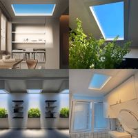 Lampe de plafond intelligente IP66 en aluminium, type puits de lumière artificiel, avec lumière claire qui simule le soleil et l'effet du crépuscule, et réglage intelligent