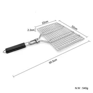 Cestello per griglia per barbecue da forno in acciaio inossidabile pieghevole portatile per verdure di pesce