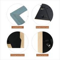 Bingkai Foto Kayu Teal Distressed Ramah Lingkungan dengan Alas Putih untuk Foto, Dua Fungsi untuk Meja dan Dinding, untuk DIY Rumah