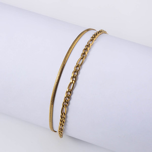 Pulseras de Cadena de Serpiente de Acero Inoxidable con Baño de Oro PVD de 18K |   Diseños Ajustables de Una y Dos Capas |   Joyería de Moda Resistente al Agua - Product Image 2