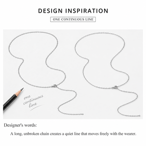 Collier long en acier inoxydable couleur argent 90 cm, collier à maillons fins avec un design minimaliste et sobre - Product Image 3