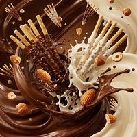 Bâtonnets de biscuits enrobés au chocolat et au lait, saveur double (lait et cacao), emballage personnalisé en gros