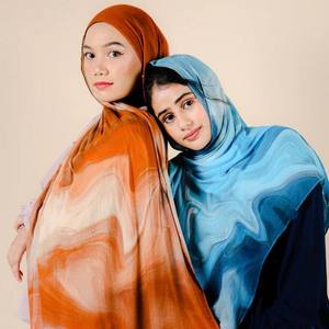 ฮิญาบผ้าคอตตอนผ้าเรยอน2025พิมพ์ลายดอกไม้ดีไซน์ตามสั่ง - Product Image 4