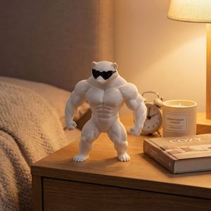 Divertida Figura de Oso Polar Musculoso Impresa en 3D, Estatua de Animal Musculoso con Gafas de Sol, Decoración de Gimnasio, Regalo Motivacional para Escritorio - Product Image 4