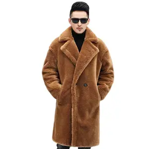 High Quality Ladies oversized Alpaca Wool Coat fleece lapel Winter Fur Jacket Genuine Teddy long Coats men