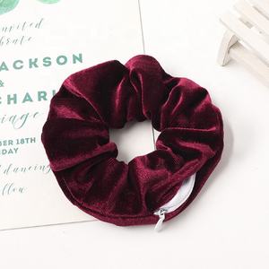 Nuevas Scrunchies Multifuncionales Creativas <span class=keywords><strong>con</strong></span> Cierre, Scrunchies de Terciopelo Suave de Color Sólido <span class=keywords><strong>con</strong></span> <span class=keywords><strong>Bolsillo</strong></span>, Venta al por Mayor - Product Image 3