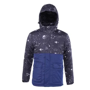 OEM jaket Ski uniseks pria, Hoodie musim dingin tahan angin dan tahan air untuk pakaian olahraga