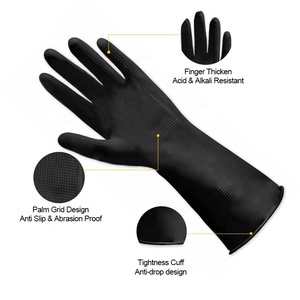 SunnyHope <span class=keywords><strong>Gants</strong></span> de Travail <span class=keywords><strong>Noir</strong></span> Long Caoutchouc Imperméable Latex Vêtements Industriels EN388 Certifié Nettoyage Lavage Alimentaire Usage Domestique - Product Image 4