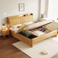 Lit de rangement en bois massif, vente en gros d'usine, mobilier de chambre moderne, mobilier de villa et d'hôtel, ensemble de lit de rangement en bois