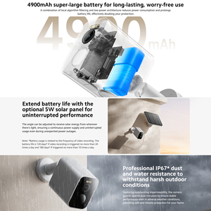 Original pour <span class=keywords><strong>Xiaomi</strong></span> caméra extérieure BW300 2K haute définition couleur 4900mAh <span class=keywords><strong>batterie</strong></span> IP67 étanche à la poussière et à l'eau AI-power Capture - Product Image 4