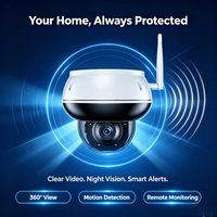 Cámara Domo Exterior Wi-Fi 2.4G/5G de 5MP con POE+ y Zoom 5X, 8 Leds IR Integrados, IP66, Detección de Movimiento Humano para Seguridad Exterior