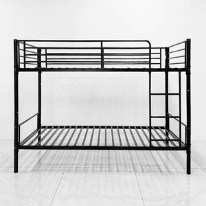 Cama litera metálica de dos pisos con estructura de tubo cuadrado, económica, de hierro. - Product Image 2