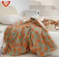 Vente en gros Couverture Sherpa corail tricotée personnalisée Couverture polyester hiver design spécial voyage usage domestique avec motif floral 3D
