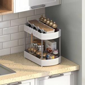 <strong>Under</strong> <strong>Bathroom</strong> <strong>Sink</strong> <strong>Storage</strong> 2 Tier Sliding Cabinet Basket White <strong>Under</strong> <strong>Sink</strong> Cabinet Organizer - Product Image 1