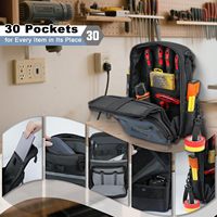 Sac à outils MELOTOUGH pour hommes, 30 poches multi-rangements, sac à dos avec bretelles double forme, gris