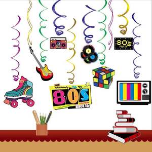 Accessoires <span class=keywords><strong>photo</strong></span> portables pour événements sportifs rétro des années <span class=keywords><strong>80</strong></span> à 90, 21 pièces, pour décoration de gâteaux en plein air ou de vacances - Product Image 5