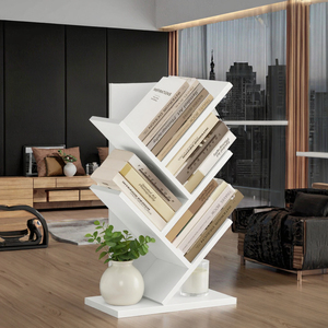 Librería Moderna de Madera de 5 Niveles, Estante Esquinero Compacto para Ahorrar Espacio, Organizador de Libros, CDs y Juegos para Sala de Estar - Product Image 3