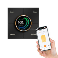 Interrupteur intelligent à intensité variable Tuya avec commande par application, boutons et écran, norme britannique, courant maximal 10A