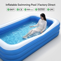 Piscine gonflable bleue et blanche de qualité supérieure, grande piscine familiale hors sol, piscine portable pour jardin