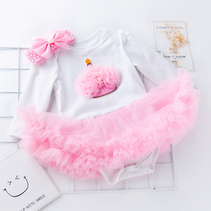 Birthday Romper Baby Girl Flower Romper Set Baby Summer Outfit Clothes Tutu Dress <b>Bodysuit</b> Short Sleeve Rompers - Product Image 3
