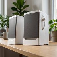 Mini Altavoz 2.0 con Carcasa de Madera, Alimentación USB, Ahorro de Espacio, Conexión por Cable para Audio en el Hogar Moderno