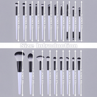 Ensemble professionnel de 20 pinceaux cosmétiques plats en fibres synthétiques blanc nacré, manche en plastique, haute qualité, maquillage des yeux et du visage, personnalisable