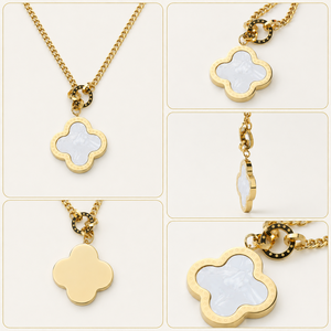 Collar con Colgante Moderno de Acero Inoxidable con Flores Blancas y Baño de Oro para Mujer, Regalo de Boda, Venta al por Mayor de Fábrica de Joyería - Product Image 3