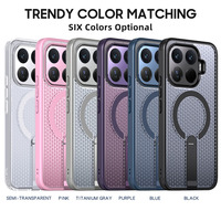 Coque de protection antichoc à couverture intégrale en maille creuse avec support magnétique dissimulé en métal pour Xiaomi 17T POCO X8 Pro