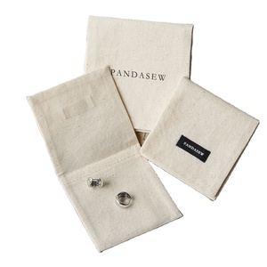 Pochette en coton personnalisée avec logo imprimé pour bijoux, rangement écologique pour bagues, colliers, boucles d'oreilles, pour emballage de shopping - Product Image 1