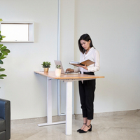 Bureau de travail incurvé, bureau debout en bambou écologique, pieds réglables électriques, bambou Factory Ecomax