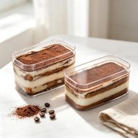Boîtes à dessert carrées transparentes en plastique PS avec couvercles, contenants transparents pour l'emballage de tiramisu, de gâteaux et de pâtisseries, vente en gros
