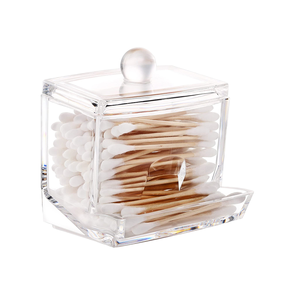 Contenedor organizador de brotes de algodón acrílico de diseño moderno al por mayor dispensador de hisopo de baño Q-tip con tapa para almacenamiento de alimentos - Product Image 2