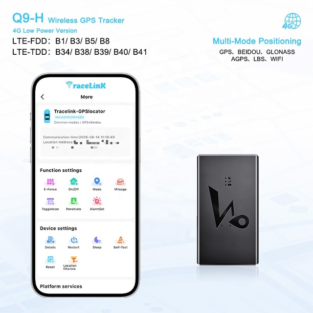 Q9H Portable Mini 4G LTE GPS WiFi Gsm Network GPS Tracker Real-Time Tracking Device for Car Motorcycle Truck and Personal Assets