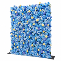 Stock local aux États-Unis, livraison gratuite, vente en gros, mur de fleurs artificielles en hydrangea bleu et rose 4x8FT pour la décoration de mariage et de fête
