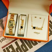 Montre Bochen pour femme, luxe, mouvement à quartz carré, couleurs assorties, bracelet en alliage, ensemble pour dames