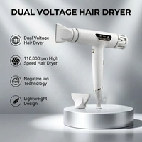 Sèche-cheveux compact BLDC ionique haute vitesse 1500 W multifonction pliable à air froid double tension avec écran pour salon de coiffure