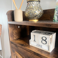 Calendrier perpétuel décoratif en bois pour bureau, design Art Déco, blocs de présentation du mois et de la date en 4 parties