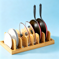 Organisateur de couvercles de casseroles en bambou, support pour couvercles de casseroles, organisateur de casseroles et poêles, organisateur de tiroirs pour couvercles de casseroles, poêles, planches à découper