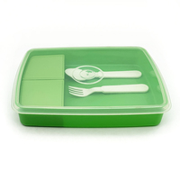 Boîte à bento japonaise à 4 compartiments pour enfants, en plastique blanc, compatible micro-ondes, avec pailles, pour le déjeuner