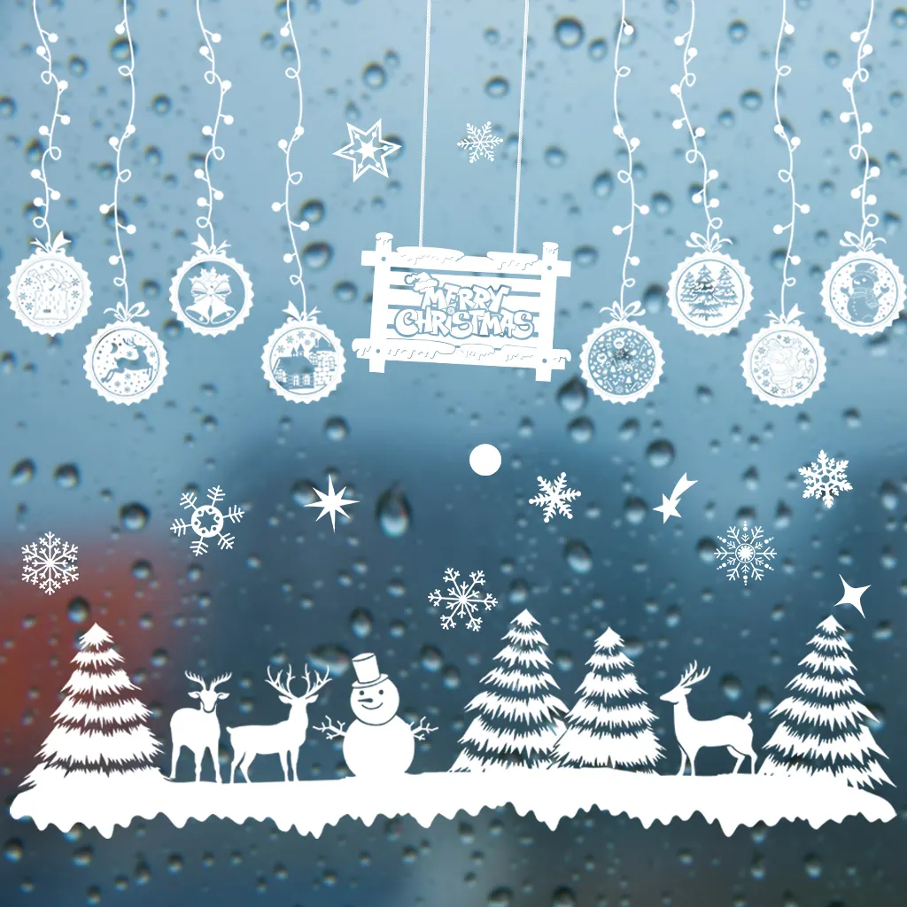 White Christmas tree Window Glass Cling Decorations Wall Stickers Decals for Party