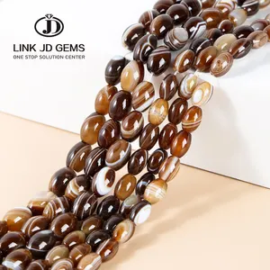Factory Wholesale 8*12mm/10*14mm Dyed Color Coffee Striped Agate Rice Shape Beads Fashion High Jewelry Making Material