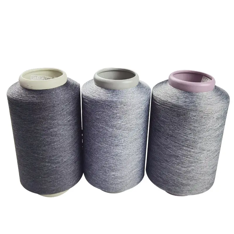 Nouveau Design 150D/144F fils torsadés 100% Polyester gris mélangé pour tricot circulaire