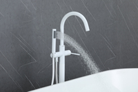 Ensemble de robinet de bain douche autoportant gris pistolet ensemble de pommeau de douche à main baignoire en laiton monté au sol