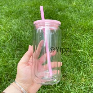 16oz Tour Double Walled Straw Type <b>Reusable</b> Snow Globe Plastic <b>Cup</b> <b>with</b> <b>Lids</b> and Pre Drilled - Product Image 4